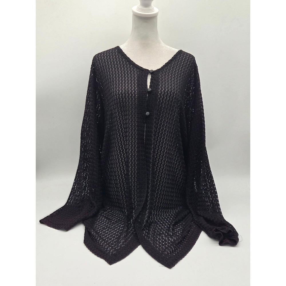 Designs & Co Lane Bryant Black Open Knit Cardigan Size 18/20 USA 101-909